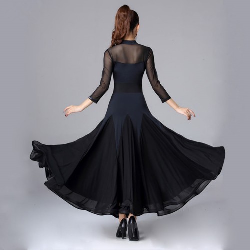 Black ballroom dresses for women female robe de flamenco waltz tango big skirted dress